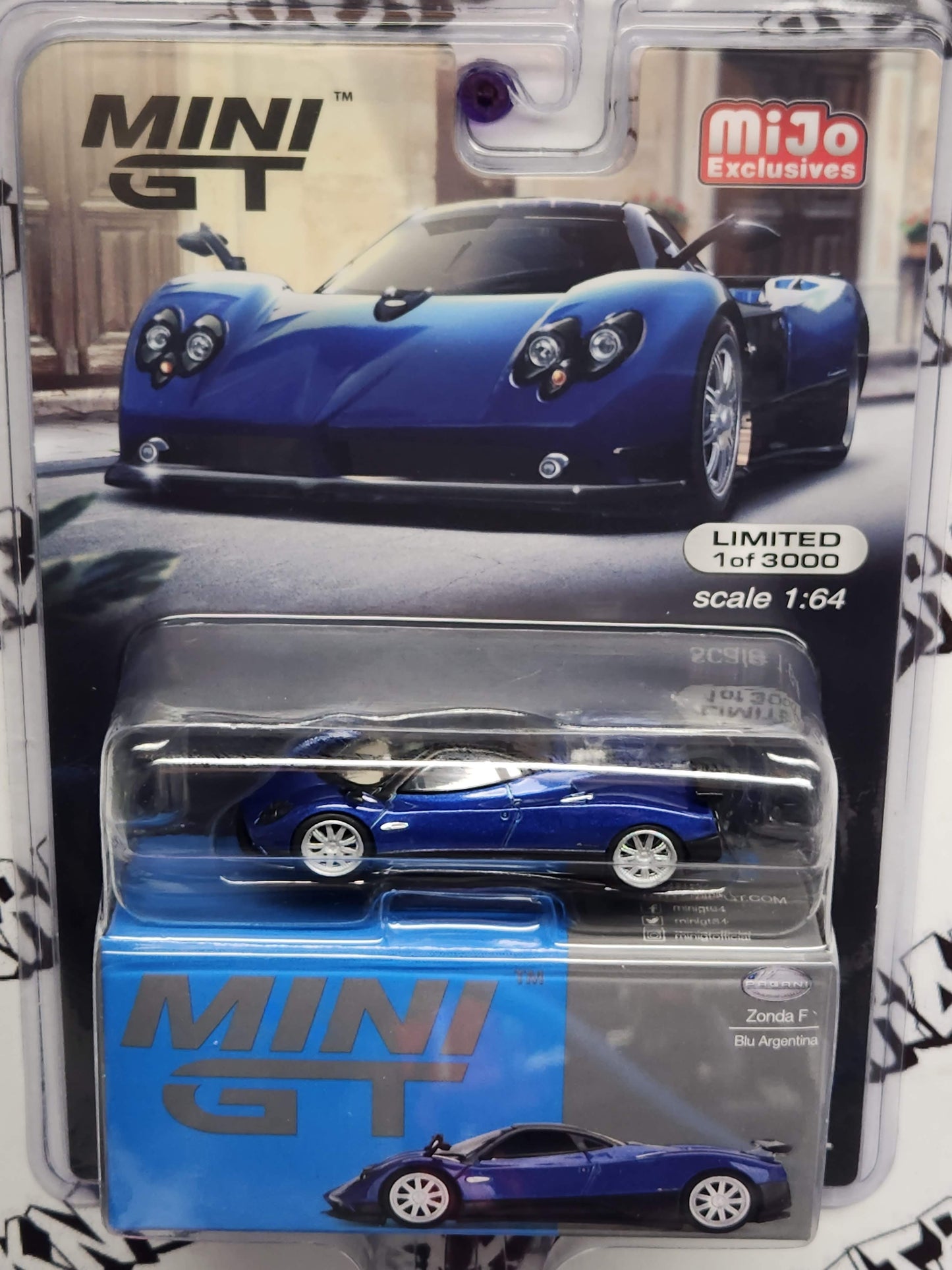 MINI GT Pagani Zonda F Blue Argentina Limited Edition – Mijo Exclusive USA