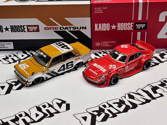 MINI GT Kaido House Factory Sealed Datsun Fairlady Z Motul & 510 BRE Pro Set