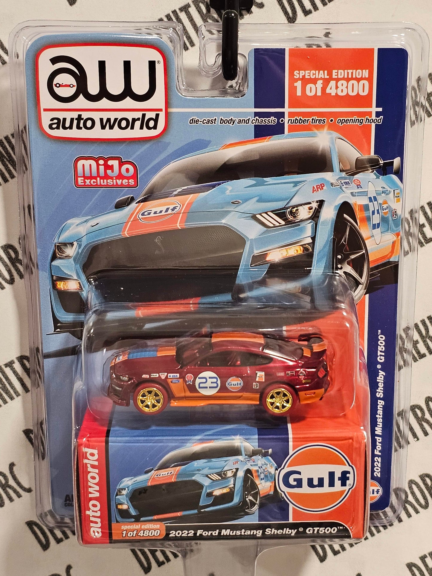 Auto World Ultra Red Chase 2022 Ford Mustang Shelby GT500 GULF Racing Limited
